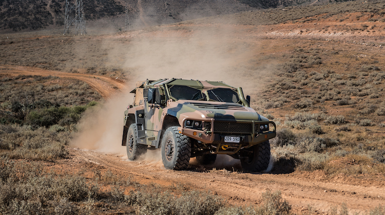 An Australian Army Hawkei protected mobility vehicle, one of the Army's new generation of combat vehicles, during Exercise Predator's Gallop in Cultana training area, South Australia, on 12 March 2016.