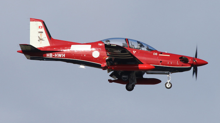 A PC-21 on approach to Adelaide on July 9 on its delivery flight en route to East Sale. (Ryan Hothersall)