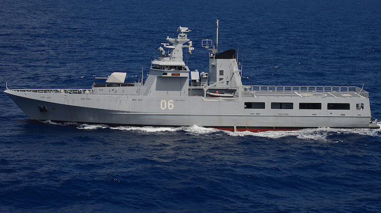 PACIFIC OCEAN (July 25, 2014) Royal Brunei Navy offshore patrol vessel KDB Darussalam (OPV 06) steams in formation with forty-one other ships and submarines representing 15 international partner nations during Rim of the Pacific (RIMPAC) Exercise 2014. Twenty-two nations, more than 40 ships and six submarines, more than 200 aircraft and 25,000 personnel are participating in RIMPAC exercise from June 26 to Aug. 1, in and around the Hawaiian Islands and Southern California. The world’s largest international maritime exercise, RIMPAC provides a unique training opportunity that helps participants foster and sustain the cooperative relationships that are critical to ensuring the safety of sea lanes and security on the world’s oceans. RIMPAC 2014 is the 24th exercise in the series that began in 1971. (U.S. Navy photo by Mass Communication Specialist 1st Class Shannon Renfroe/Not Released)