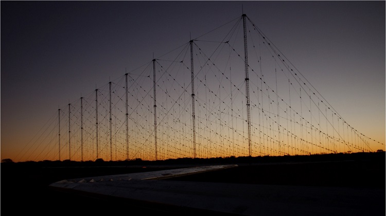 A Jindalee Operational Radar Network(JORN) transmitter site at sunset, Harts Range, Alice Springs. *** Local Caption *** The Jindalee Operational Radar Network (JORN) is a strategic asset used in the Defence of Australia. JORN is a network of three over-the-horizon radars that can detect aircraft and ships between 1000 and 3000km from the northern coastline of mainland Australia