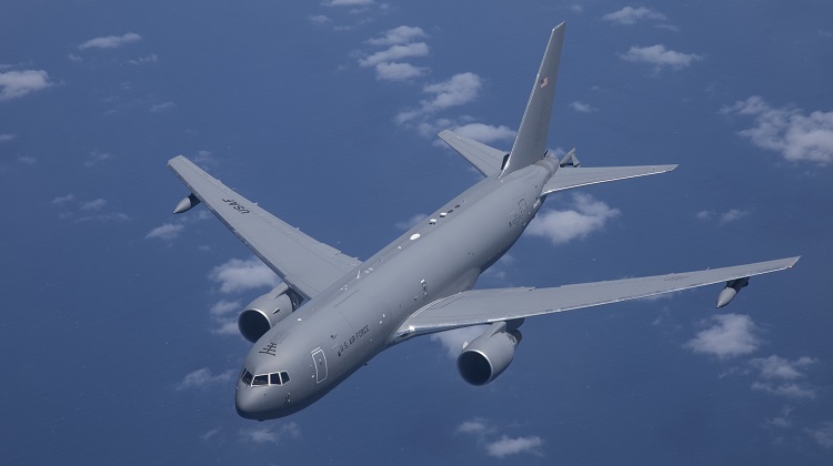 Boeing Flight Test Photography, Boeing Field, Seattle, Boeing Test and Evaluation, KC-46A, Pegasus, Tanker, VH005, KC-135 offload to KC-46 over Pacific Ocean, Santa Catalina Island